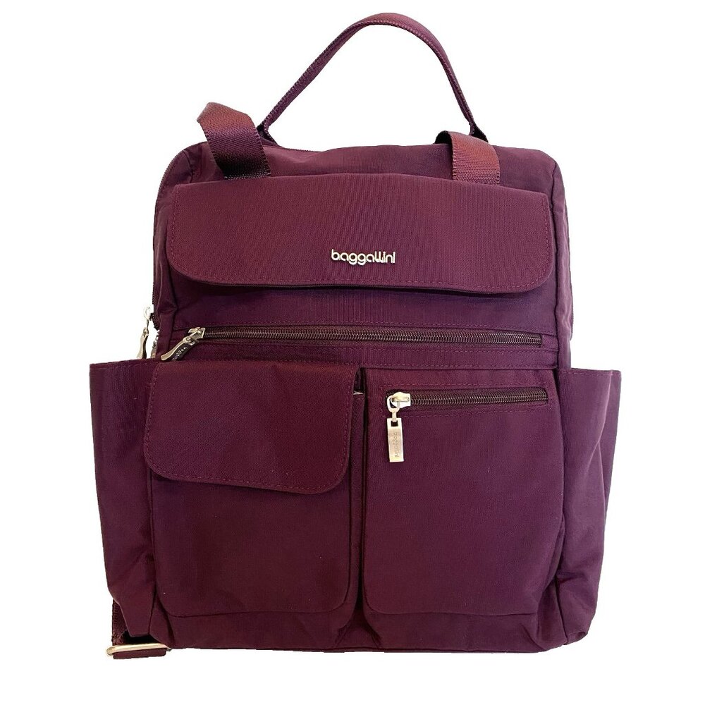 Baggallini Deep Purple Backpack with Zippered Pockets